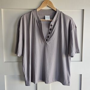 Varley Kasey Mock Placket Rib Tee Size Large